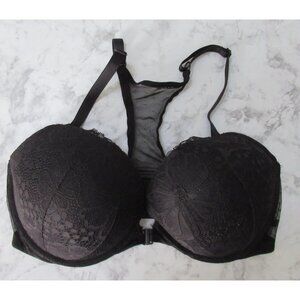 Victorias Secret Bra 36DD Black Push Up Racerback Underwire Front Closure